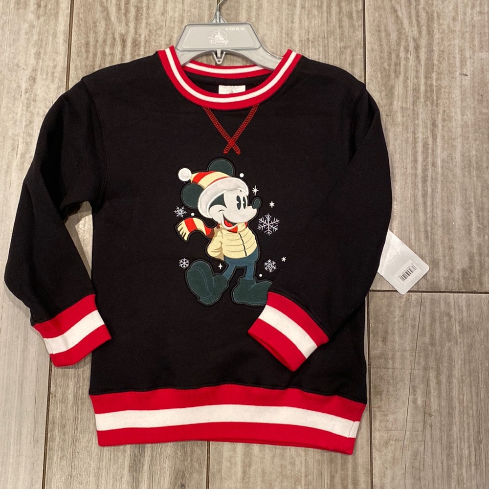 New Disney Patch Mickey Mouse Varsity Style Christmas Sweater sz 5/6